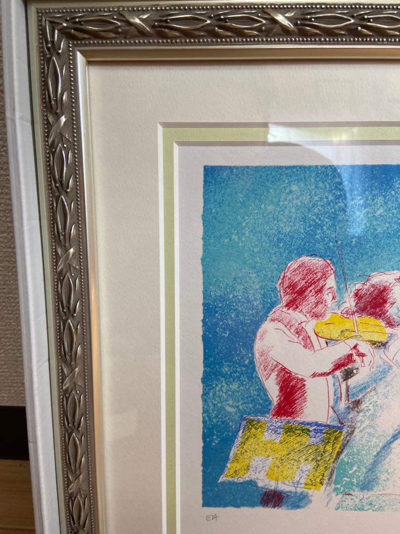 晴天でキラキラしている白山と柴山潟 版画 リトグラフ 限定1000 深見東州