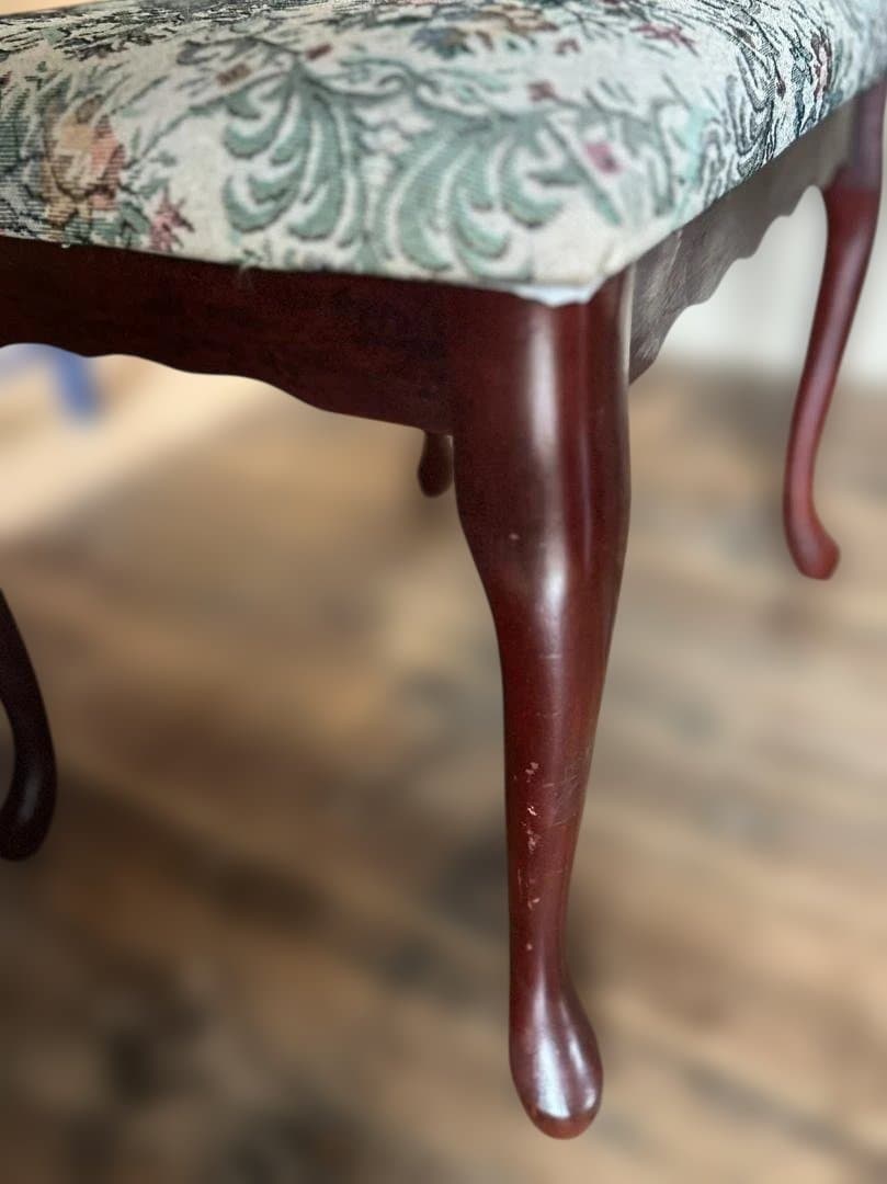 猫脚スツール 無垢材 ゴブラン調（1脚／2セット可）1970–90s 日本製