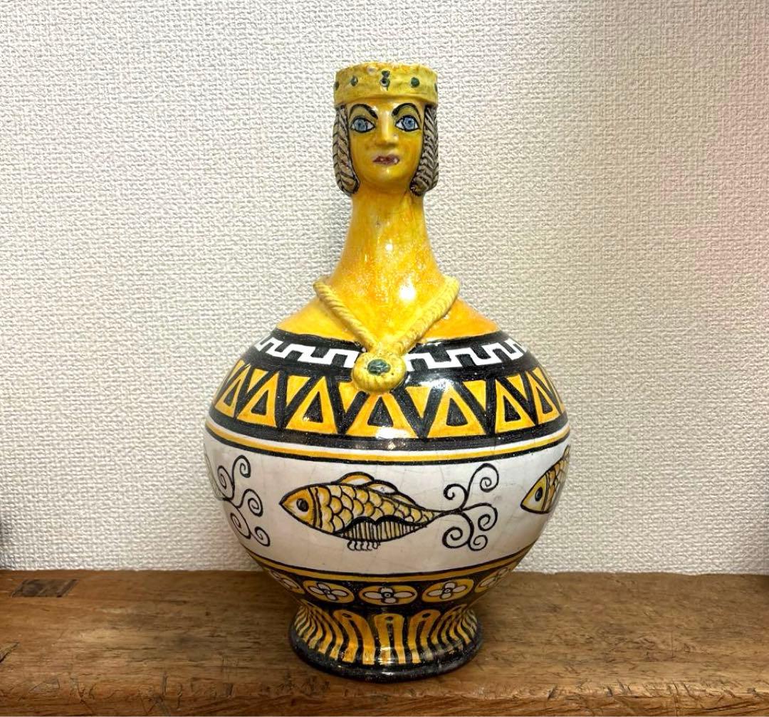 イタリア アンティーク マジョリカ焼き マジョリカ陶器 花瓶 壺1930