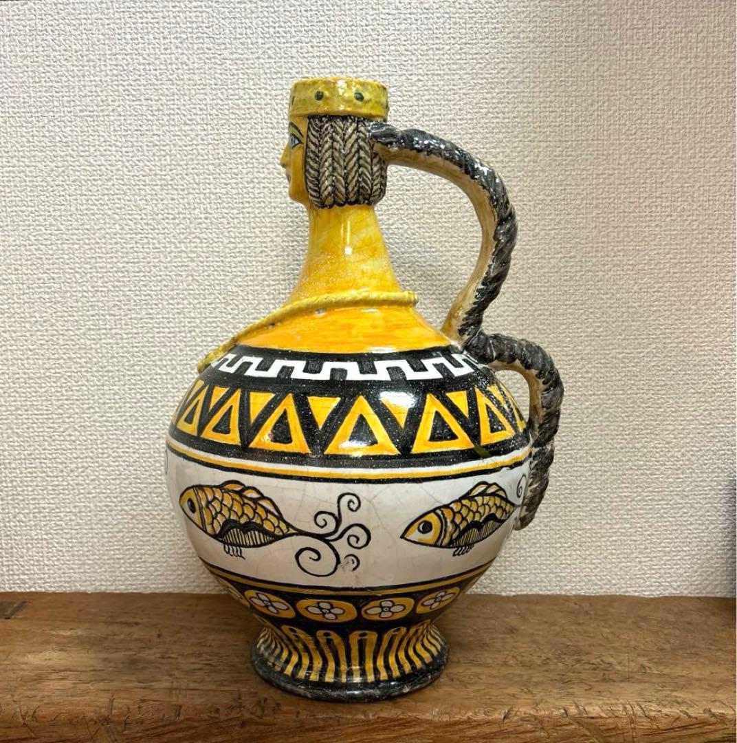 イタリア アンティーク マジョリカ焼き マジョリカ陶器 花瓶 壺1930