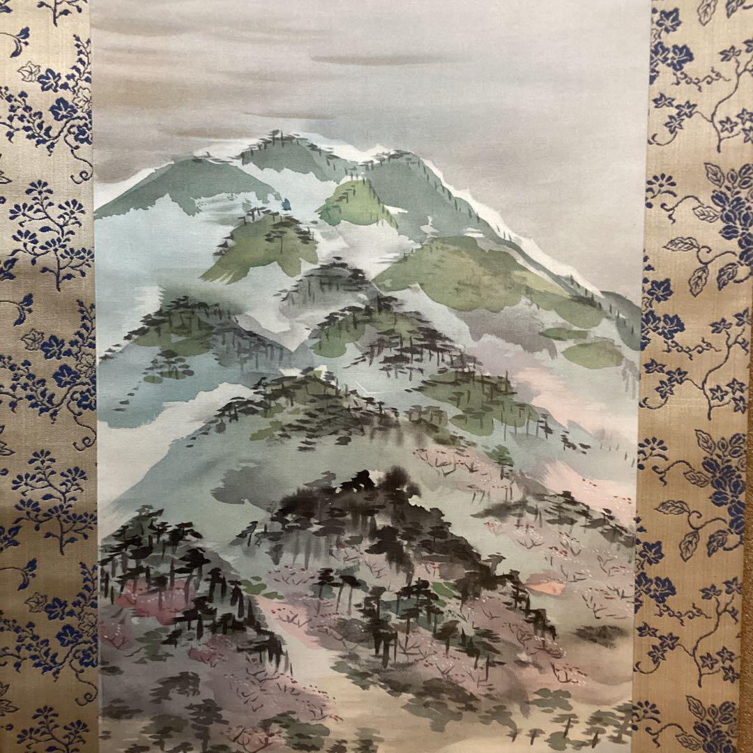 富田渓仙筆絹本彩色画【嵐山風景画】東京美術倶楽部極め箱模写NO66