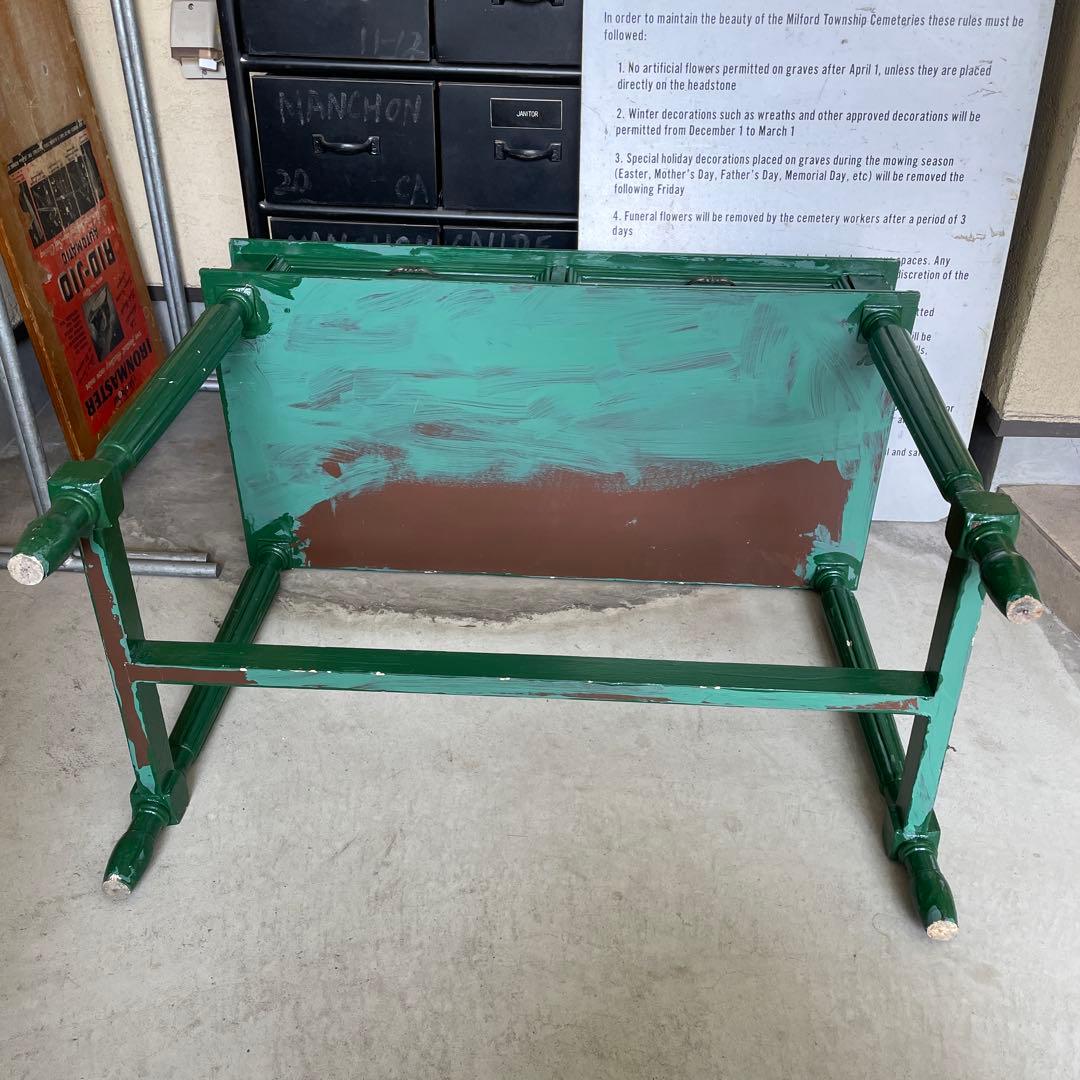 訳あり】ヴィンテージ デスク 机 レトロ 蚤の市 アンティーク 店舗什器 緑