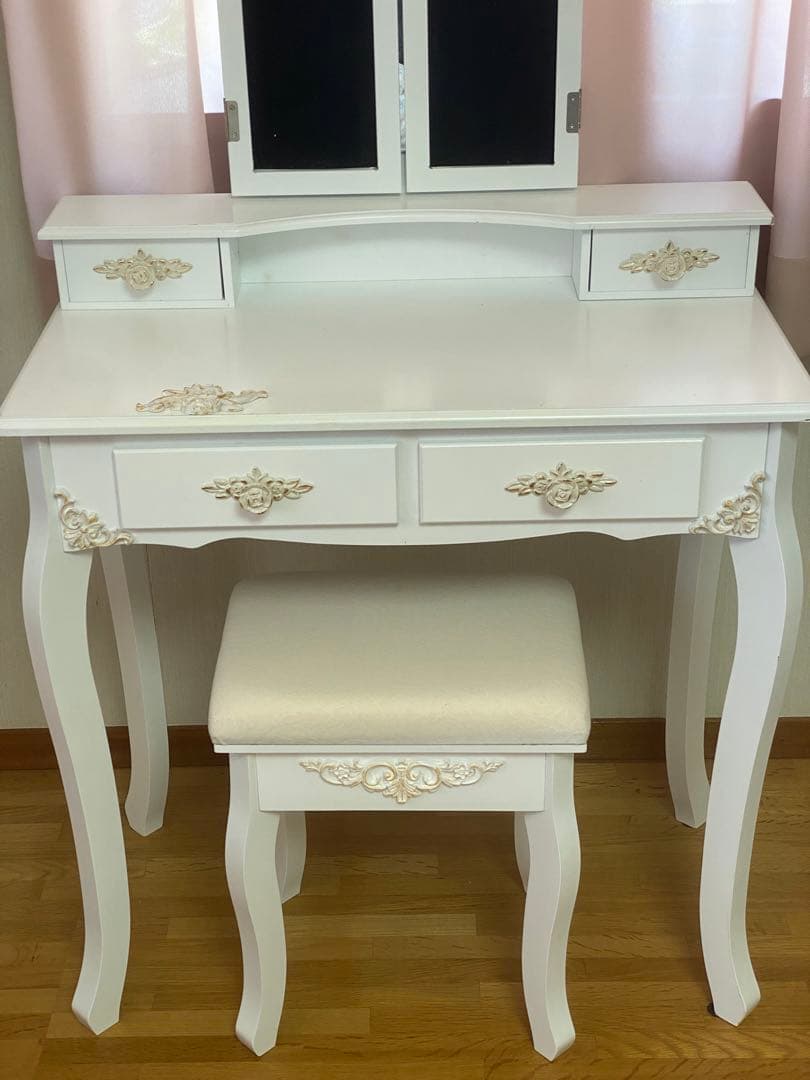 ロココ♦️ホワイトシャビー♦️猫脚ドレッサー＆スツール♦️フレンチ