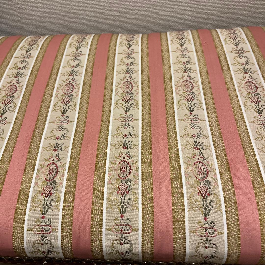 イタリア製 2シートベンチソファー(ピンクストライプ)