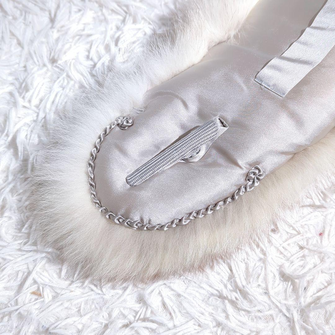 〈未使用〉成人式 振袖 草履 バッグ ファー 3点セット 佐賀錦 SAGAFOX