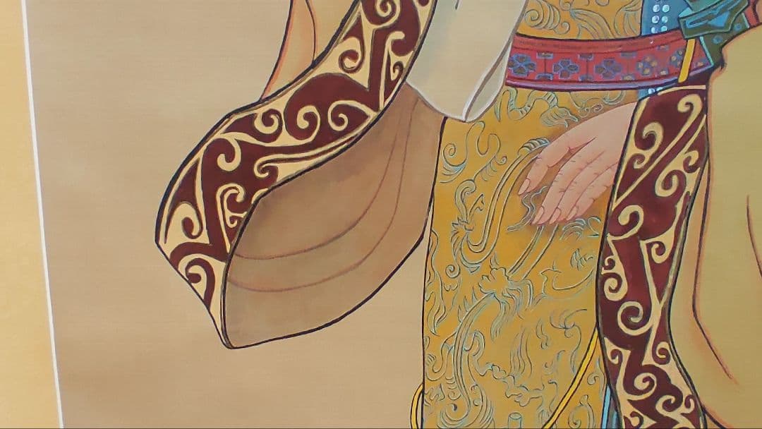 人気の中国画@ 孫文秀・劉松岩 1983年 賛に秦始皇帝の肖像画 肉筆