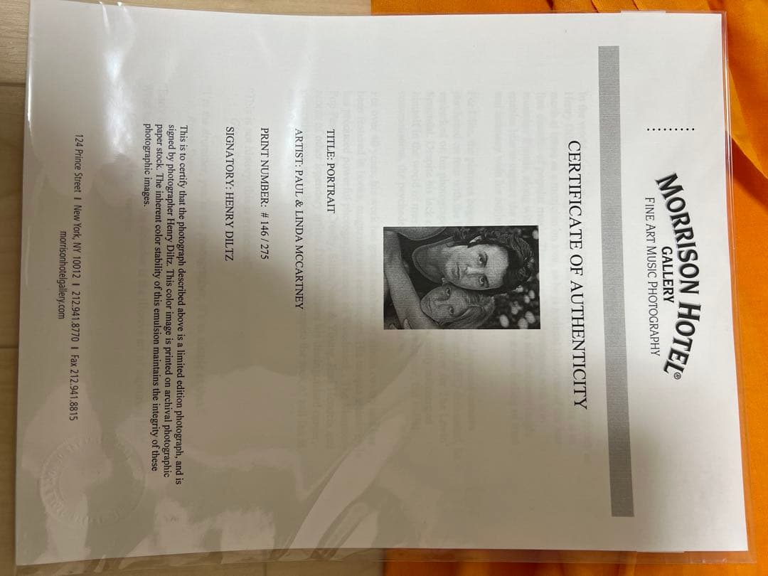 ビートルズポール・マッカートニー直筆サイン入りプリント保存額装新品