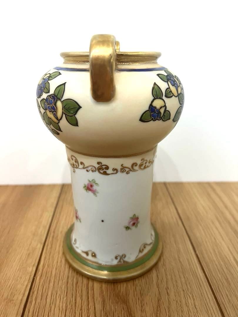 オールドノリタケ　ハンドペイント　花瓶　フラワーベース　金彩