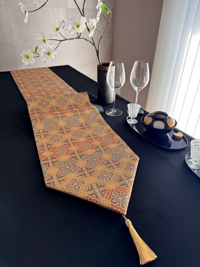 ︎◼︎C1284◼︎オーダー品 高級袋帯 正絹 紹巴 華文 格子 箔(〜270cm