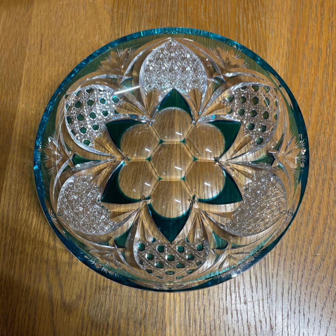 黒木国昭 綾切子 中皿 共箱