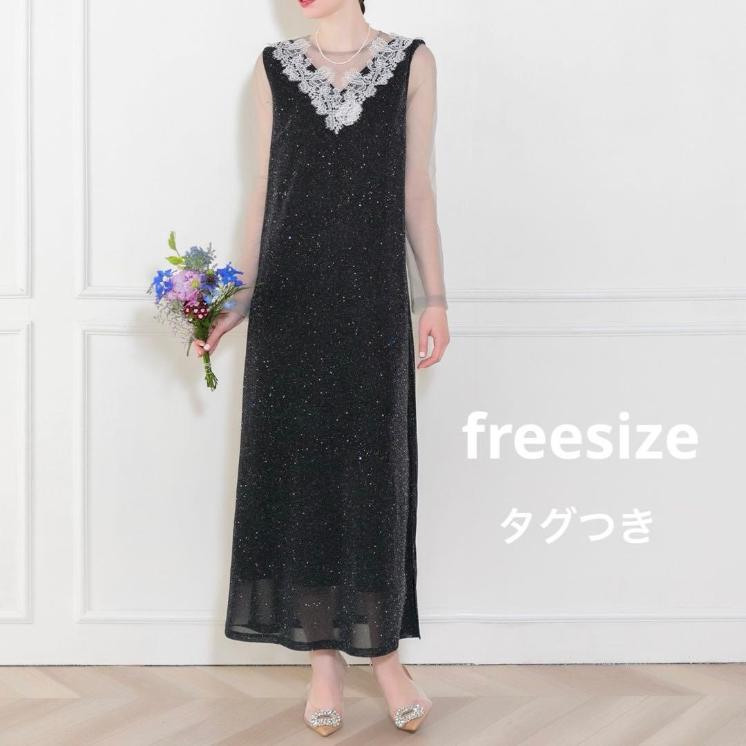 安く 買うファッション - 【Leja】レースネック透け袖スリットキラキラ