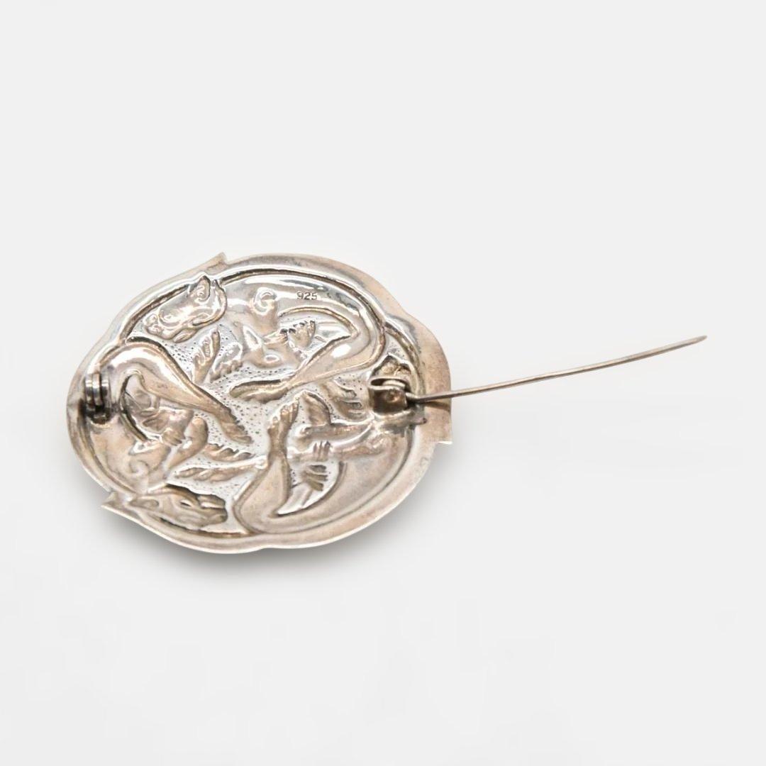 アンティーク スコットランド ケルト 首輪とアザミ シルバー ブローチ