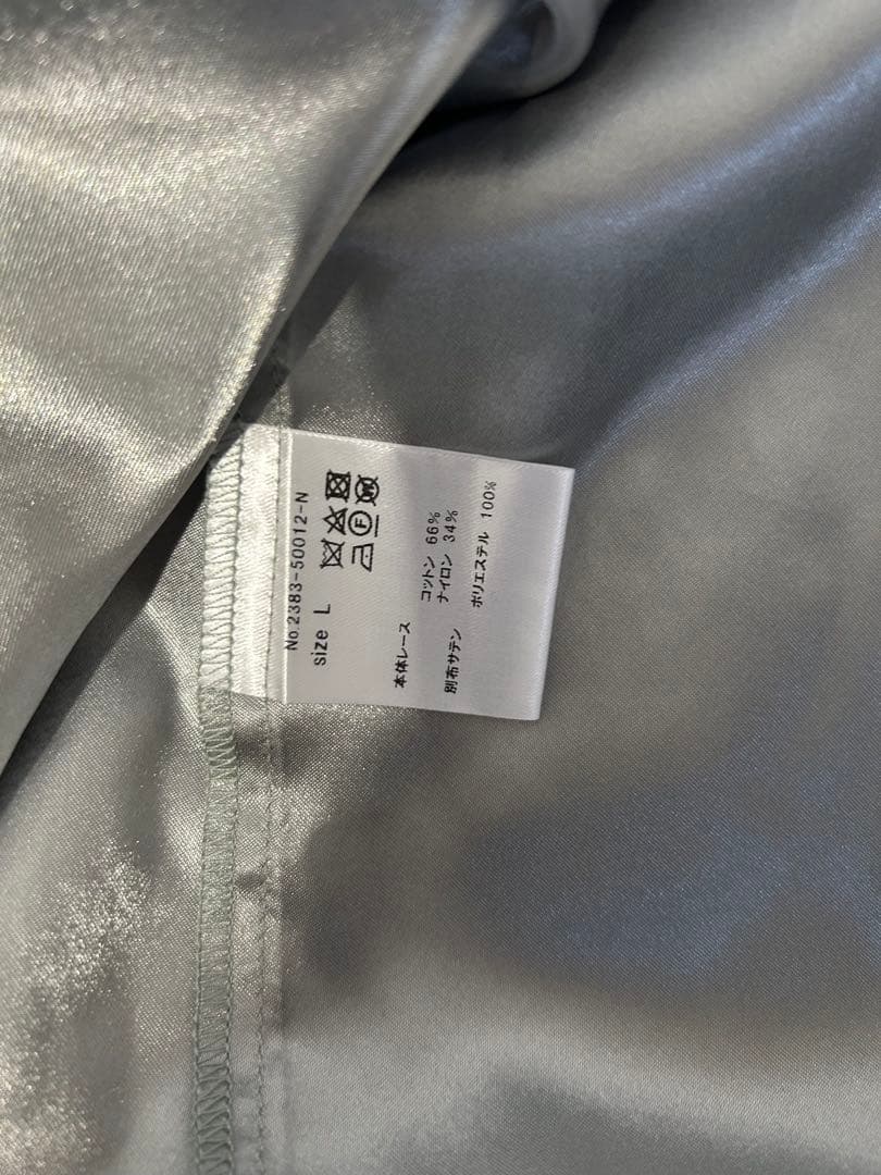 幾何学柄 レース バックオープン ワンピース パーティー ドレス　Lサイズ