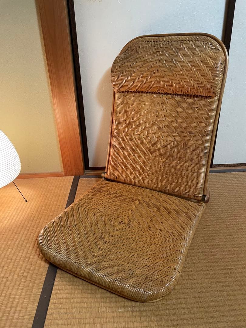 折りたたみ座椅子ラタン在庫2有りハイバックチェア　高60㎝、座面奥行49、横48 折りたたみ座椅子ラタン在庫2有りハイバックチェア 高60㎝、座面奥行