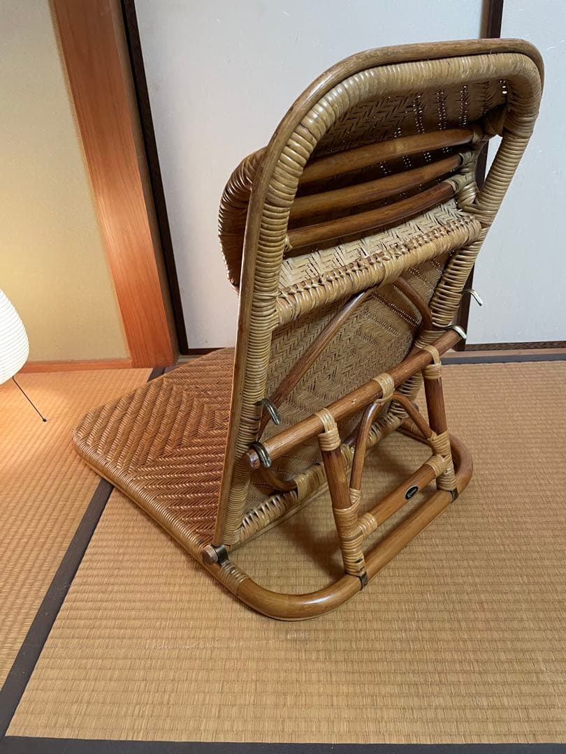 折りたたみ座椅子ラタン在庫2有りハイバックチェア 高60㎝、座面奥行