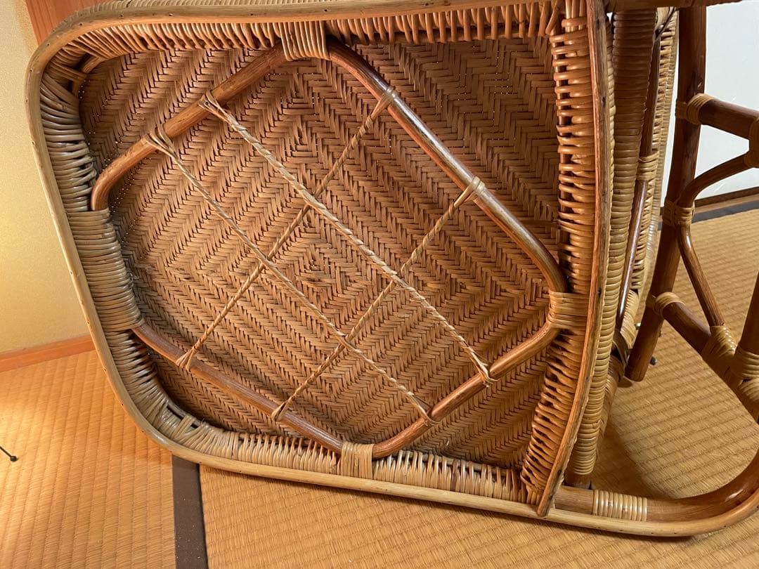 折りたたみ座椅子ラタン在庫2有りハイバックチェア 高60㎝、座面奥行