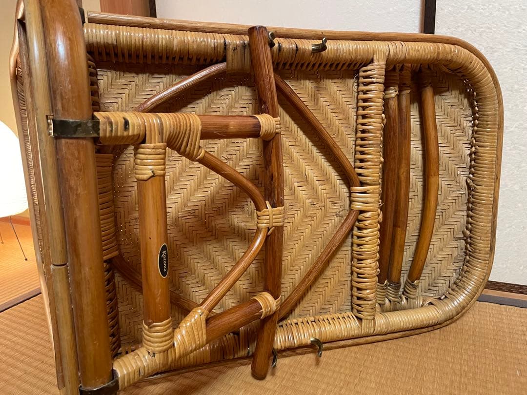 折りたたみ座椅子ラタン在庫2有りハイバックチェア 高60㎝、座面奥行