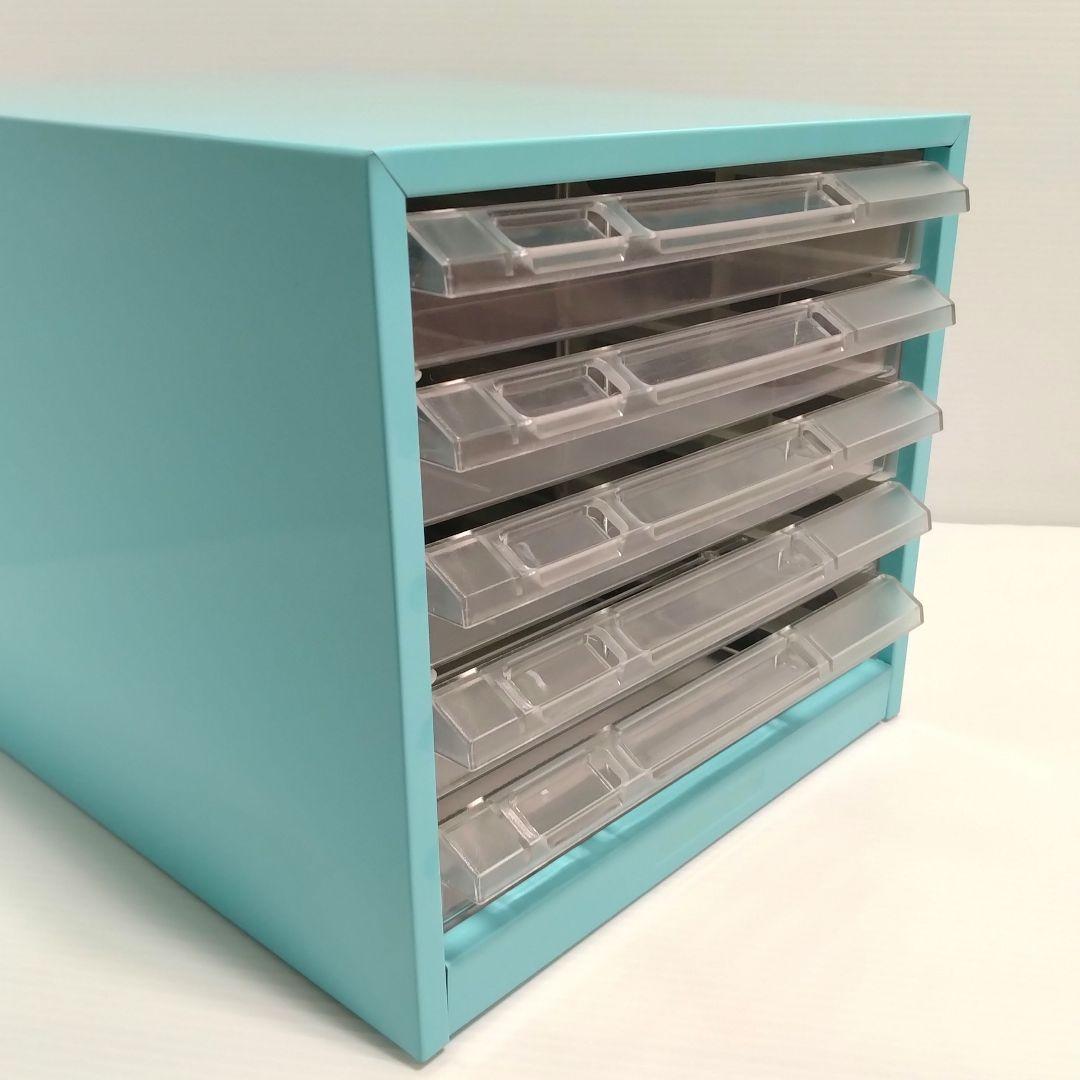 ナカバヤシ スチール レターラック 書類ケース 卓上 水色 昭和レトロ