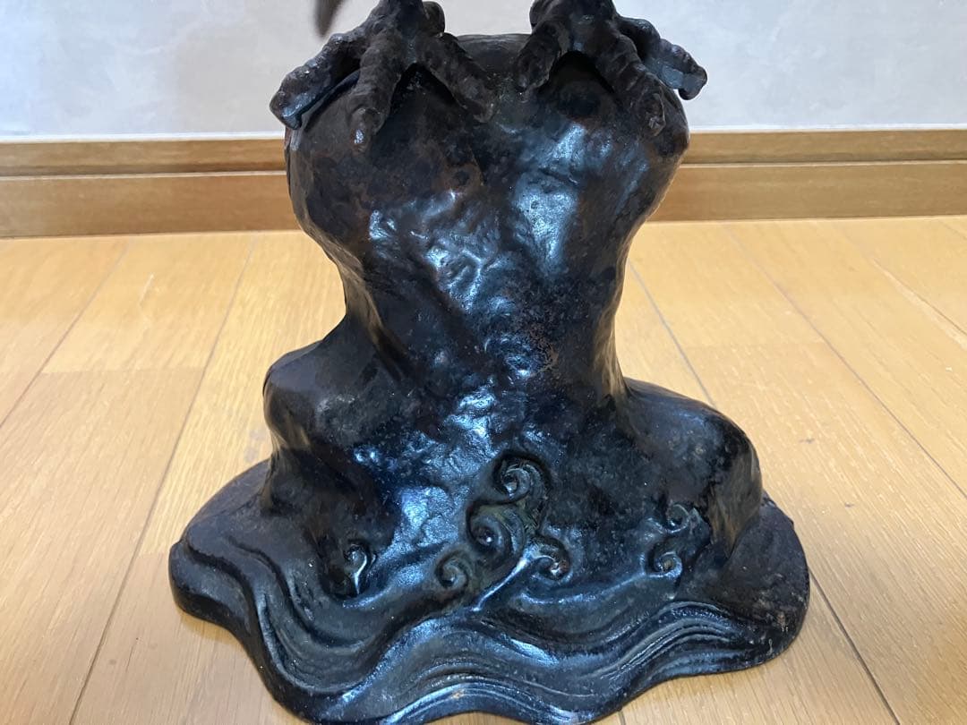 骨董 鷹置物 鍍銀か洋銀 大正昭和頃 大型置物 飾り レトロ