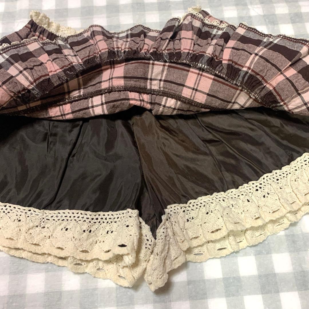 LIZLISA 希少 ブラウン ピンク チェック柄 スカパン