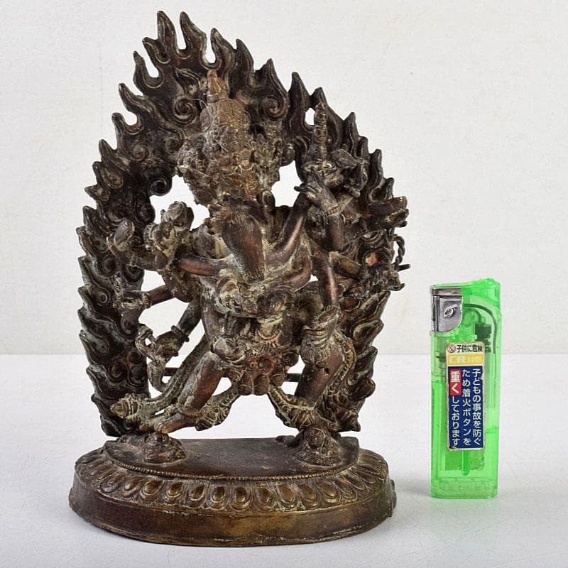 中国　古銅　チベット仏　歓喜仏　仏像　時代箱付　D　R9110