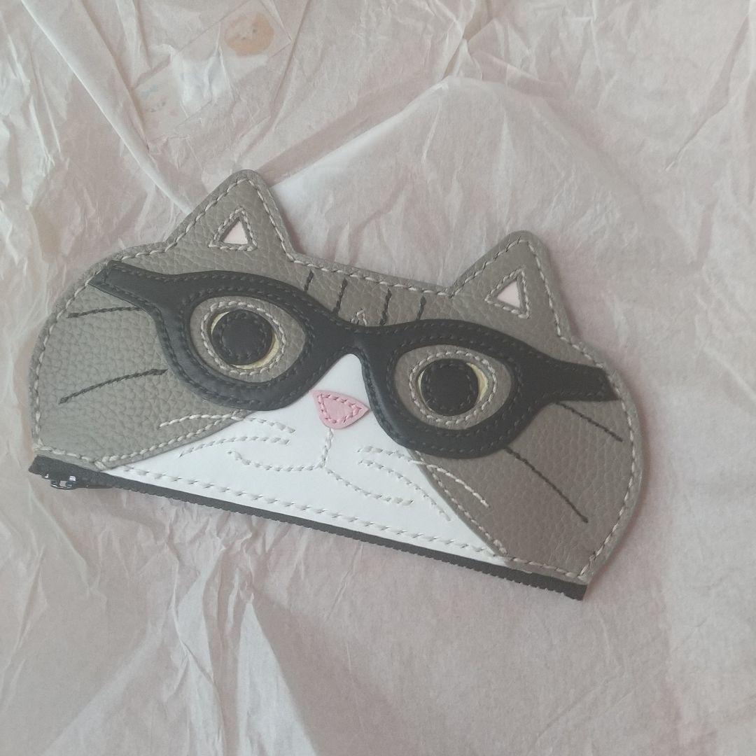 猫のメガネケース K.TAMAO作 全て手縫いのハンドメイド 姫路レザー