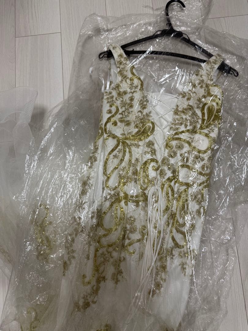 JEAN MACLEAN ビーズ刺繍ロングドレス