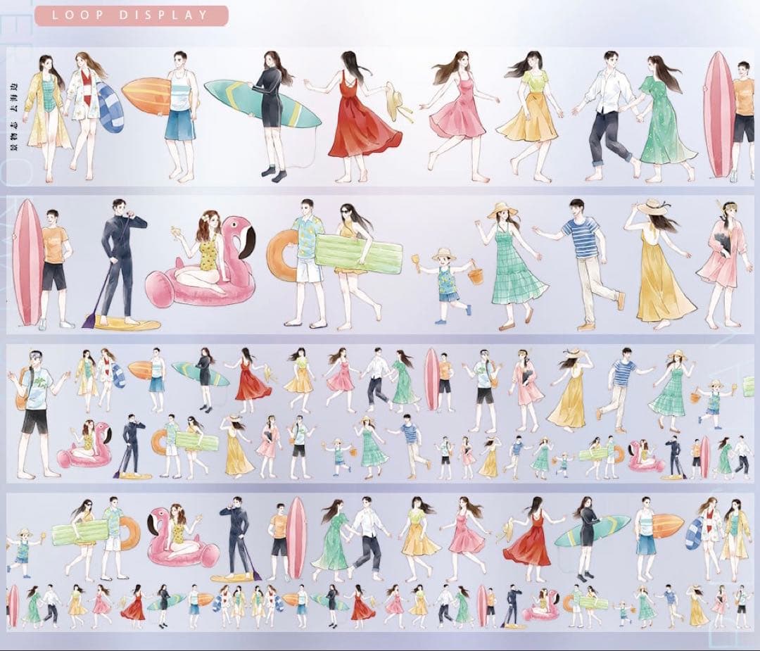 海外マスキングテープ巻売り 去海辺 人物マスキングテープ風景マステ