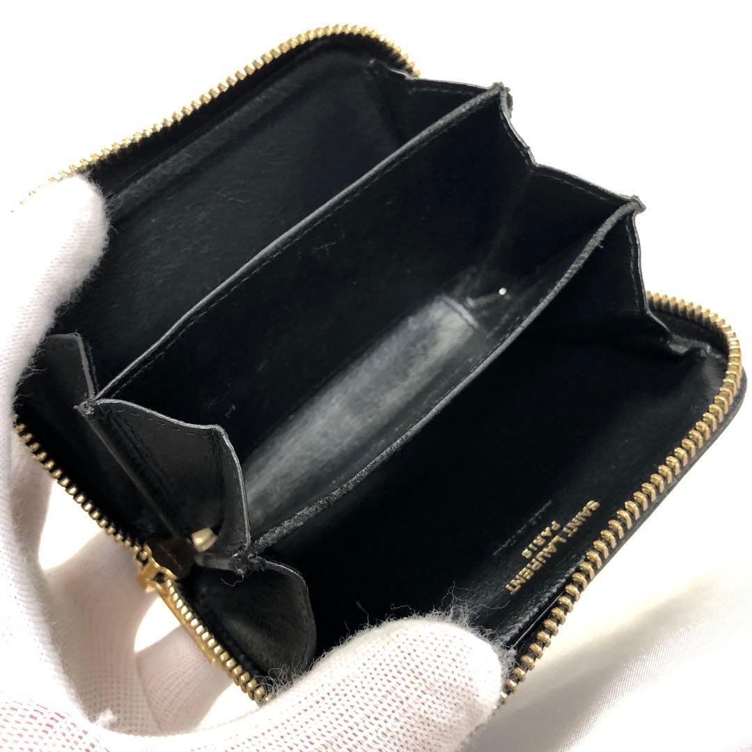 極美品　サンローランパリ　ケース　YSLロゴ　クロコ型押し　レザー　黒