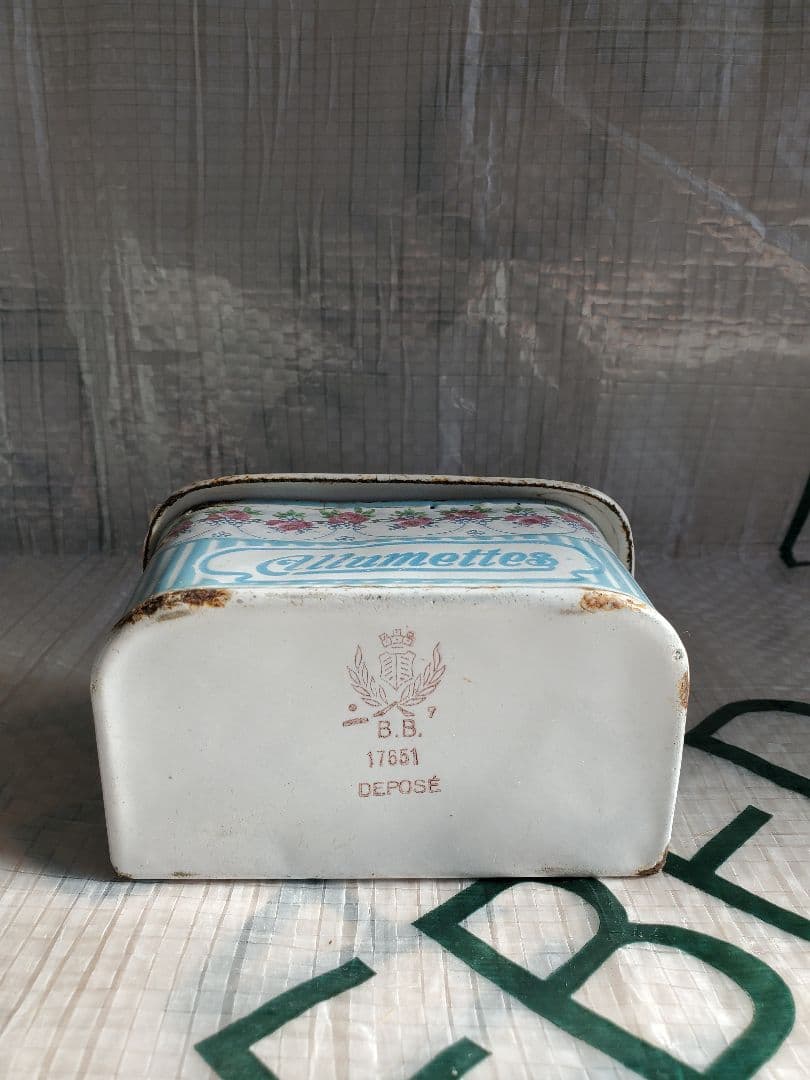 フランス アンティーク ホーロー マッチ入れ BB社 ローズガーランド