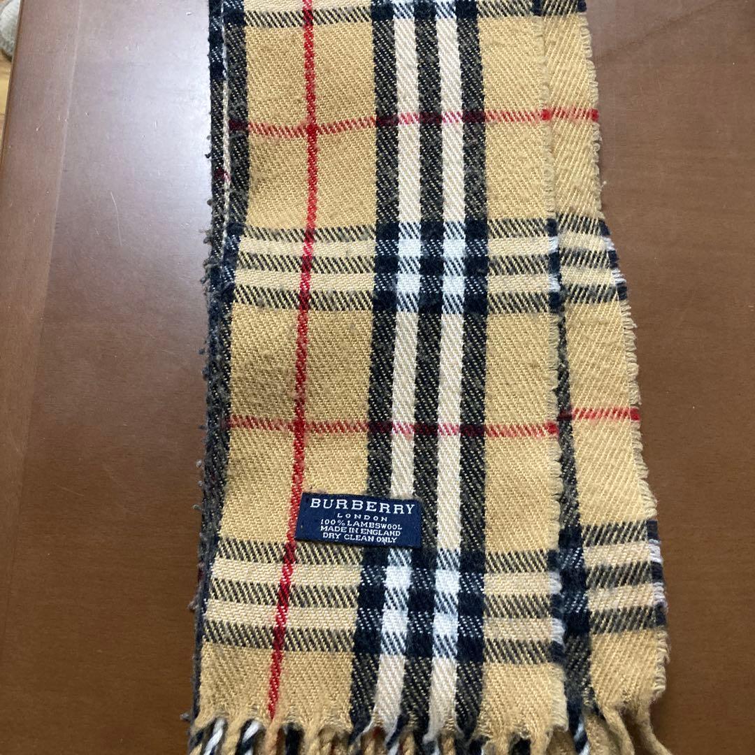 BURBERRY 100%ラムウール マフラー チェック柄 - メルカリ