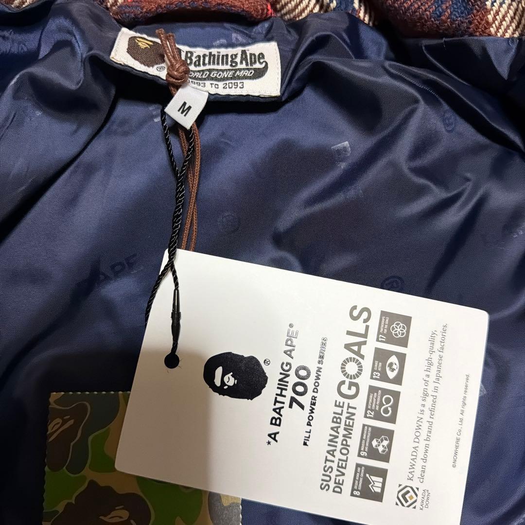 A BATHING APE BAPE ラブジェネチェック　ダウンジャケット　M