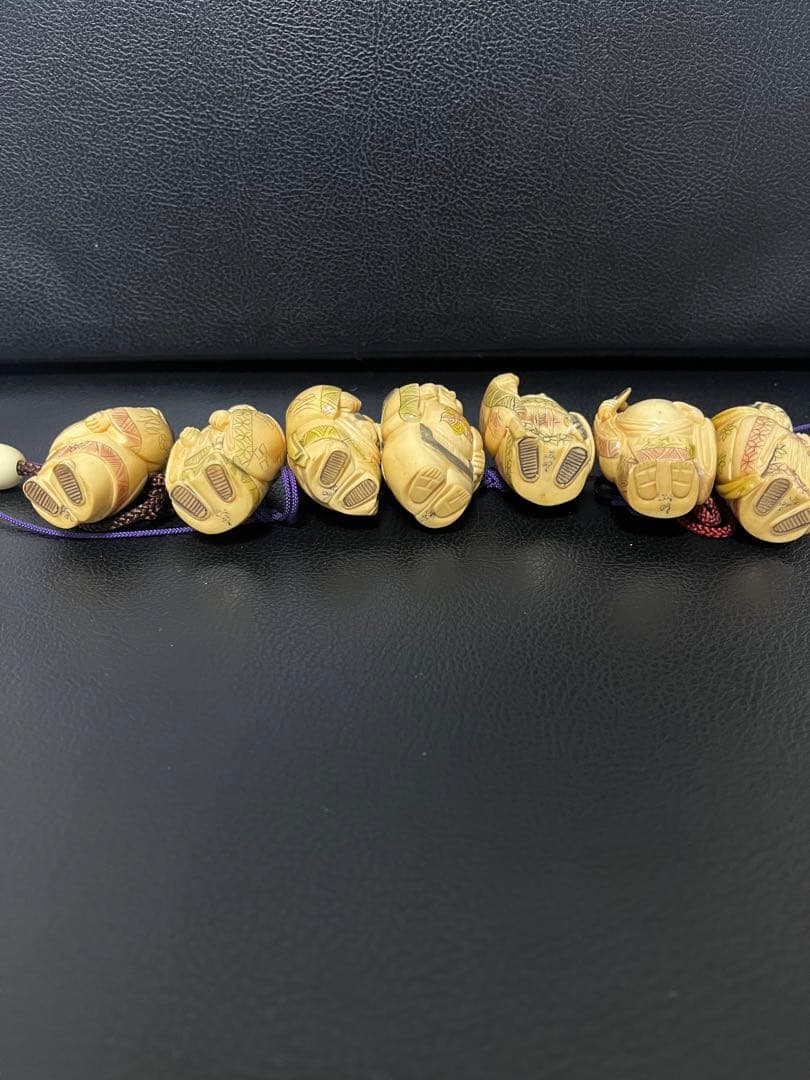 七福神 置物 在銘有り 細密細工 骨董 縁起物 七福神 置物 在銘有り