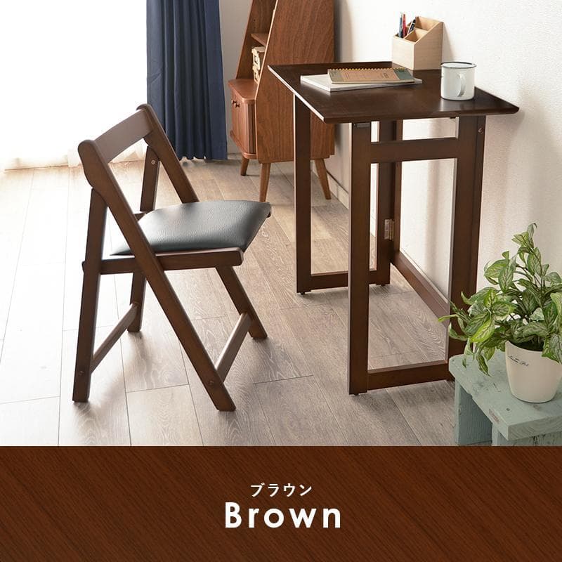 全国一律送料無料☆折りたたみ デスク＆チェアセット幅70【ダーク