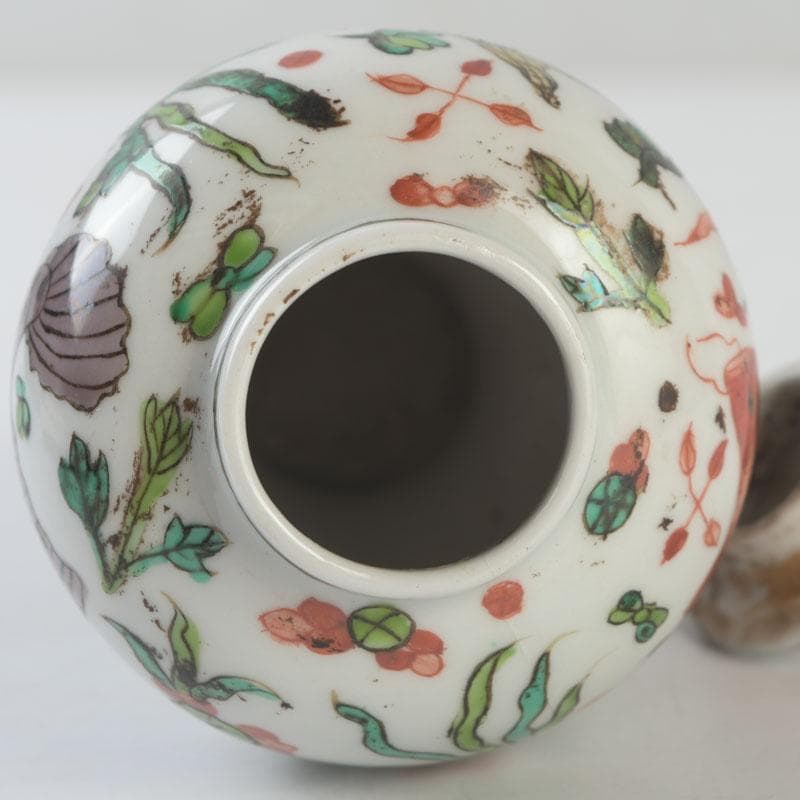 中国 大明嘉靖年製 赤絵 魚藻文 蓋壷 Z 8620 - メルカリ