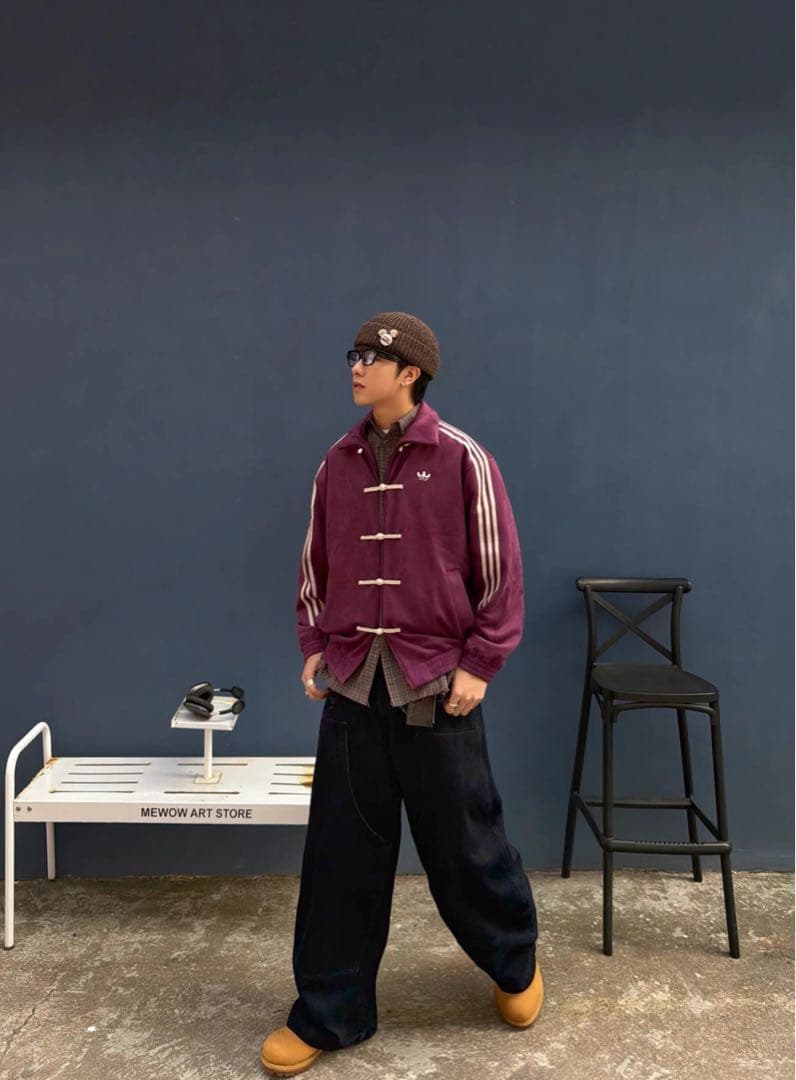 中国限定 アディダス 蛇年トラック パープル ストライプジャケットL
