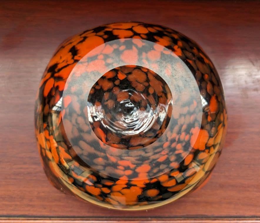 箔入り】吹きガラス 灰皿 一点物 金箔 昭和レトロ インテリア 花生