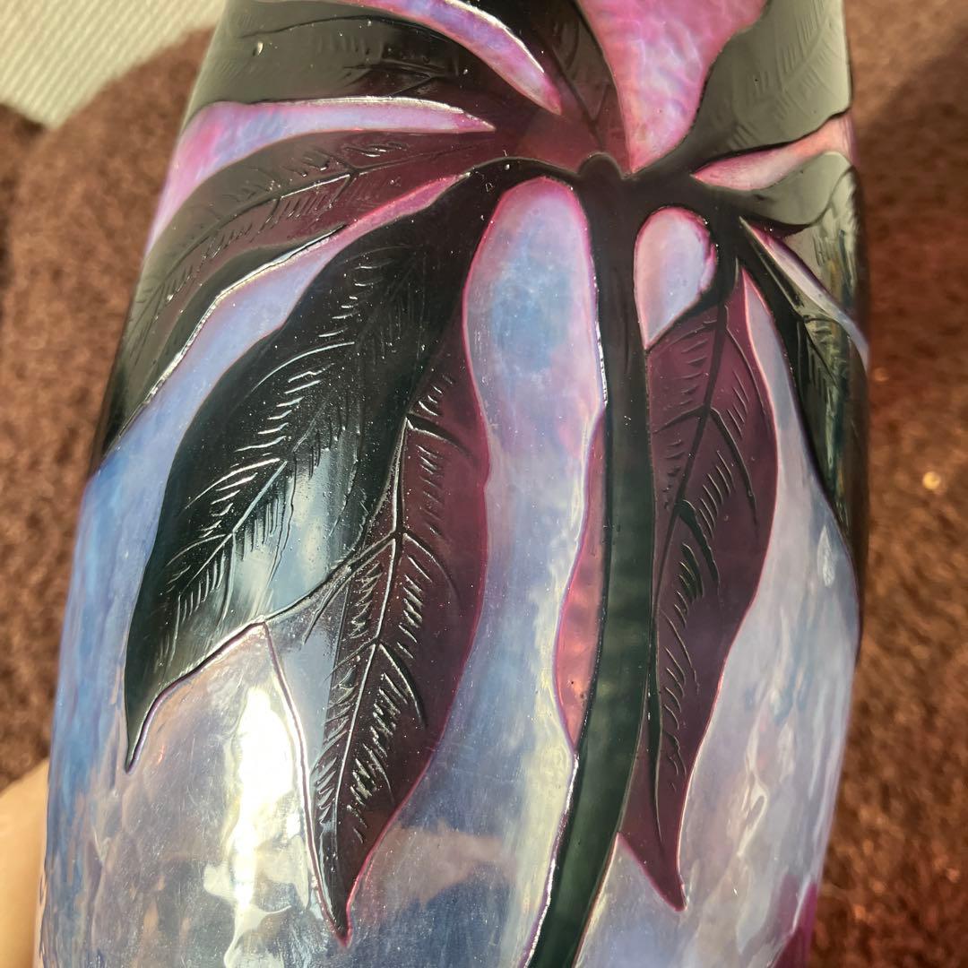 Y*E様 ドーム・ナンシー 花のデザイン ガラス花瓶 黒紫