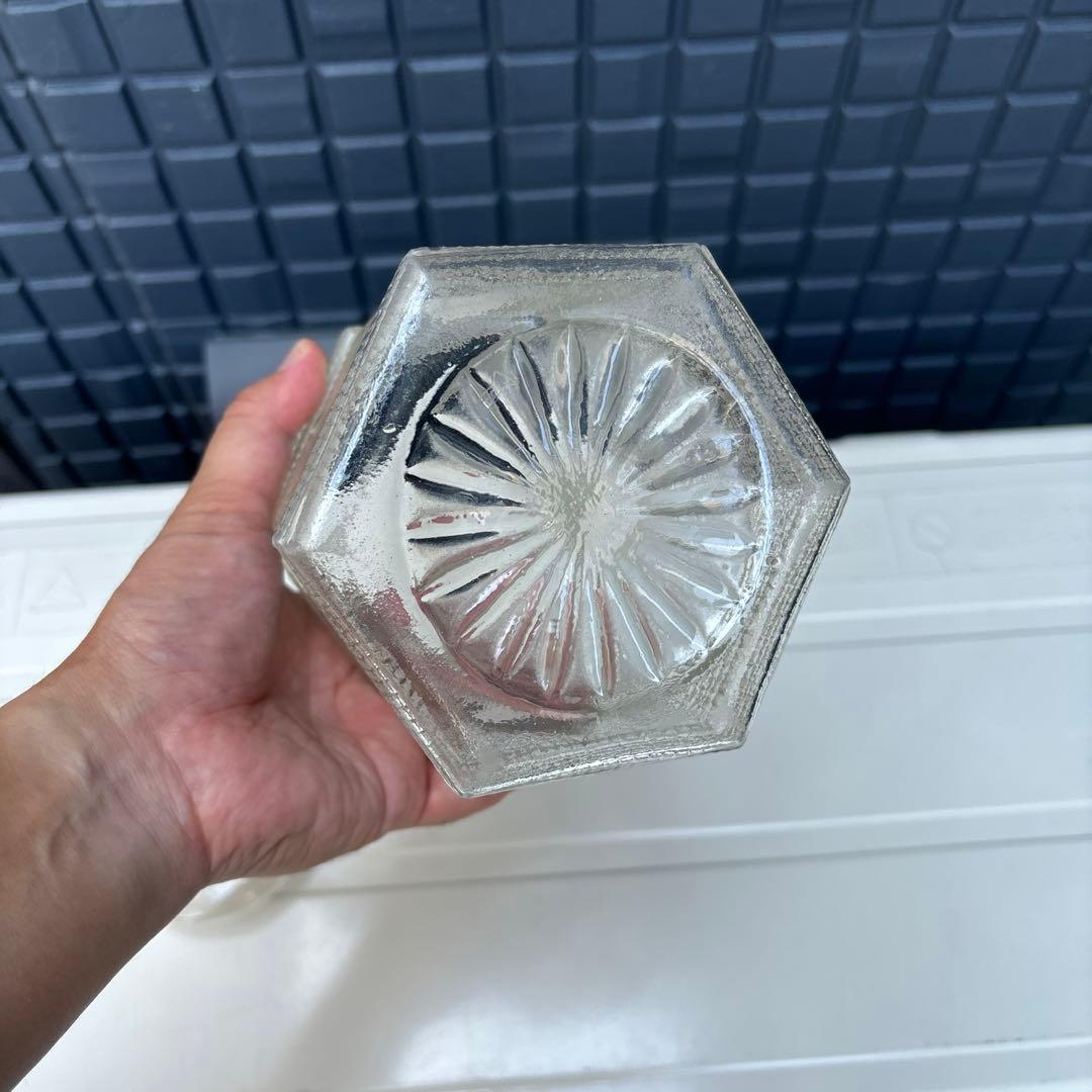 飴屋瓶 ガラス瓶 保存容器 ガラス 昭和レトロ 大正ロマン 六角形