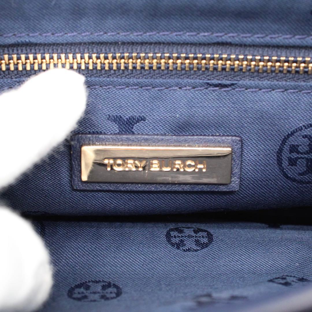 【美品】TORY BURCH レザー ショルダーバッグ クロスボディ ネイビー