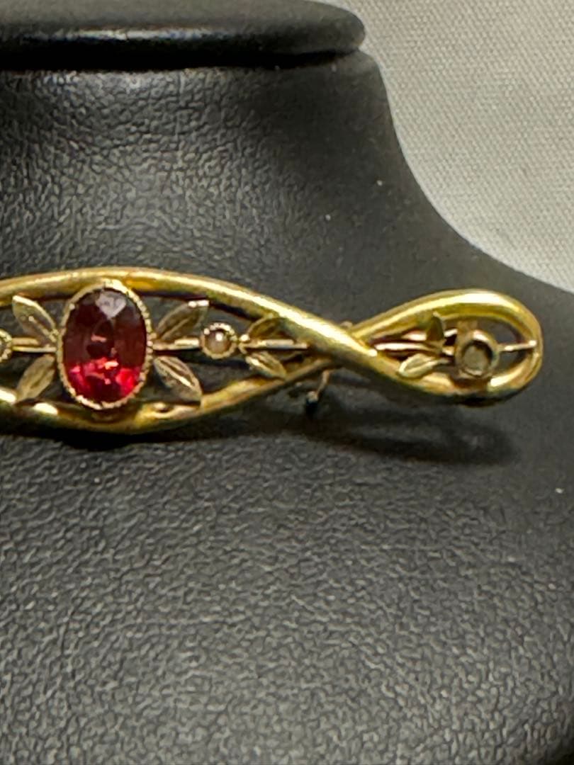 フランスアンティーク18金シードパールブローチ長期保存現状