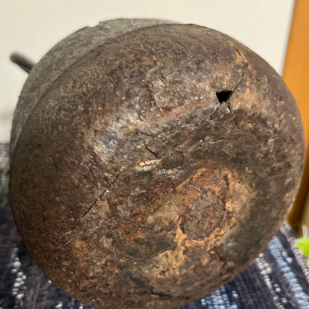 龍文堂造岩場蟹紋鉄瓶ジャンク