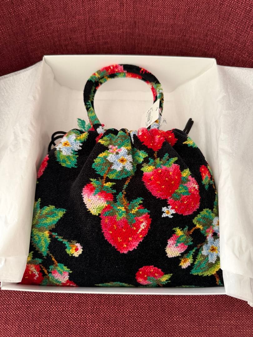 FEILER フェイラー ストロベリーブラック巾着バッグ　未使用