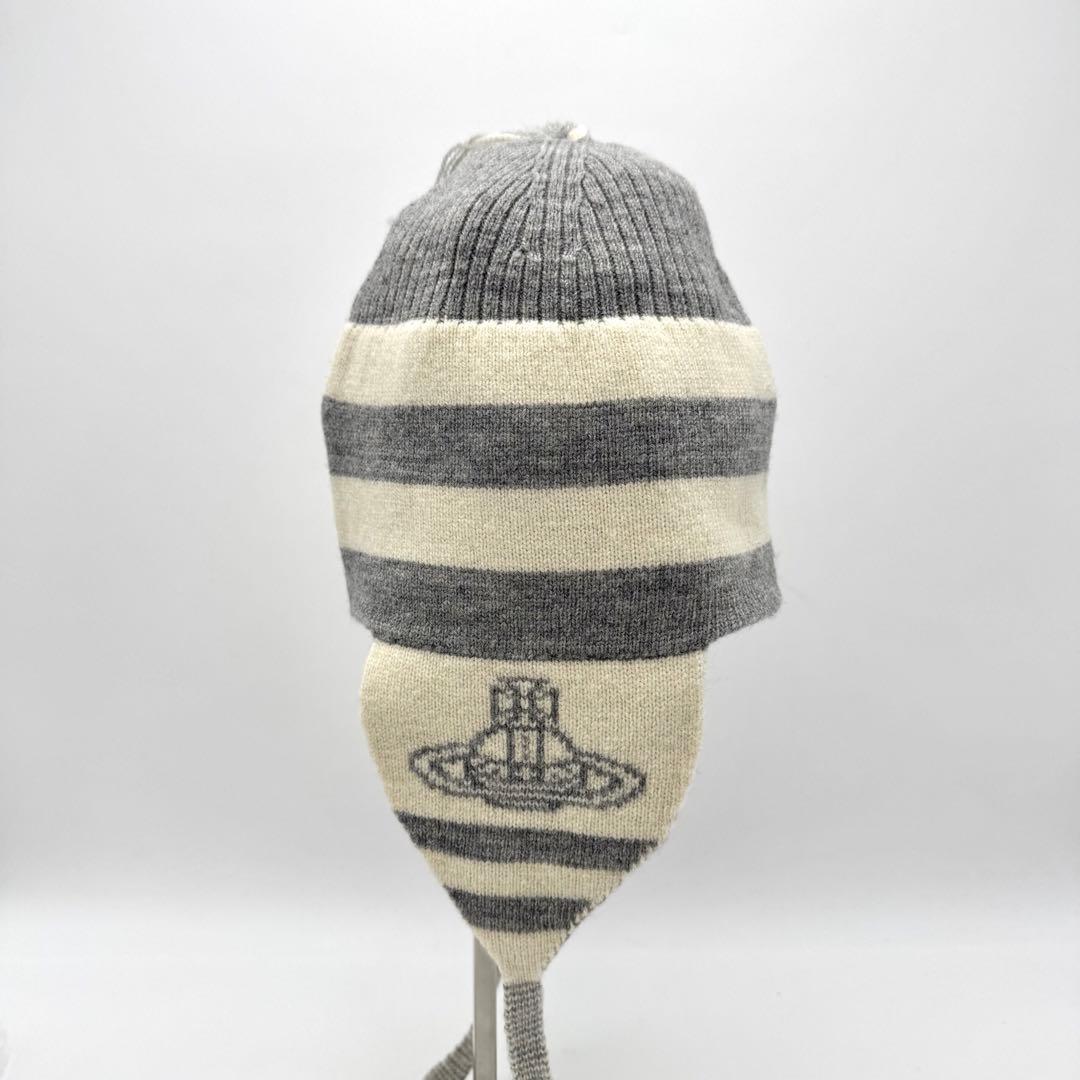 極美品 ヴィヴィアンウエストウッド ストライプ ニット帽 耳あて付き
