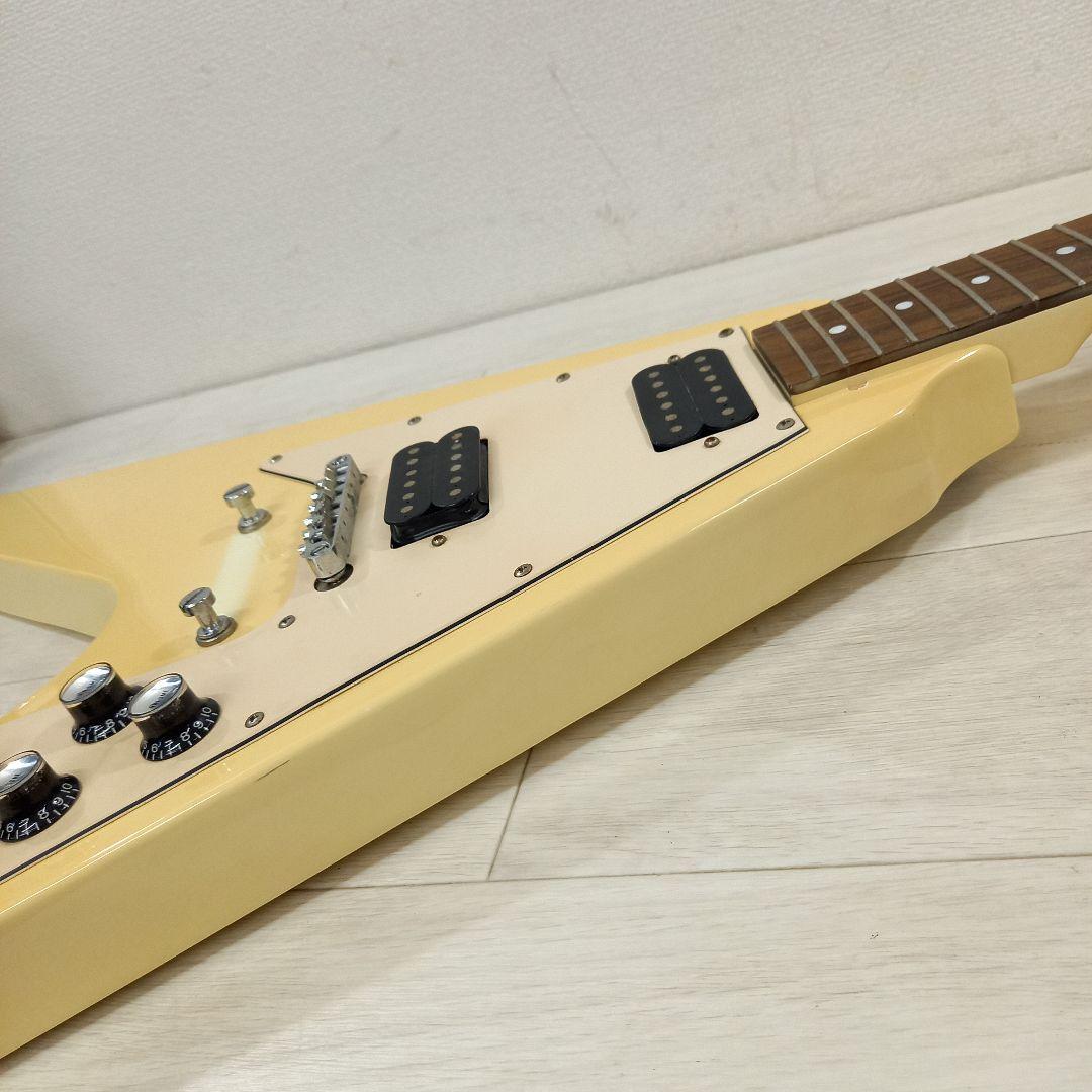 ジャンク メーカー不明 フライングV 変形 エレキギター ビンテージホワイト