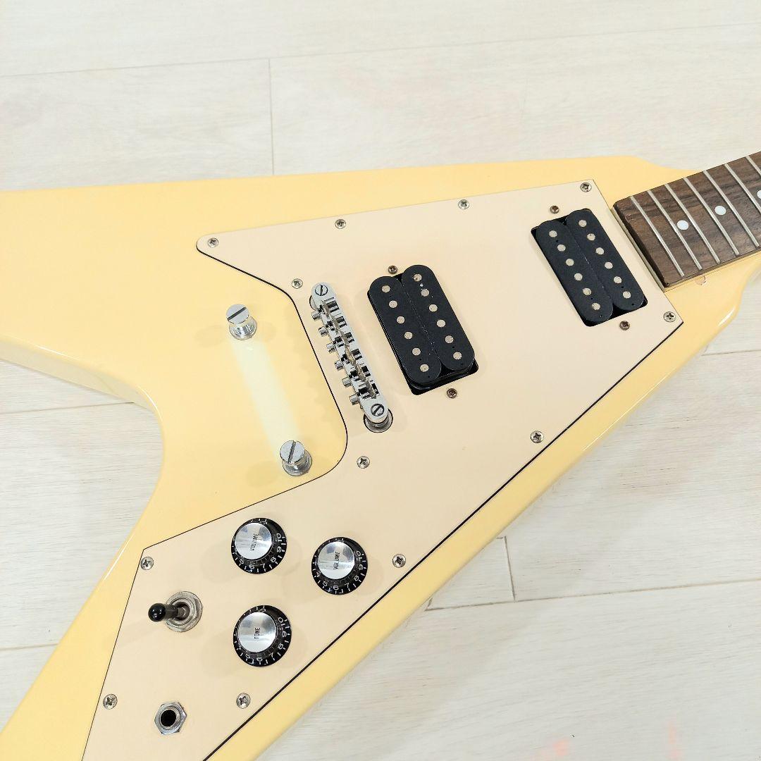 ジャンク メーカー不明 フライングV 変形 エレキギター ビンテージホワイト