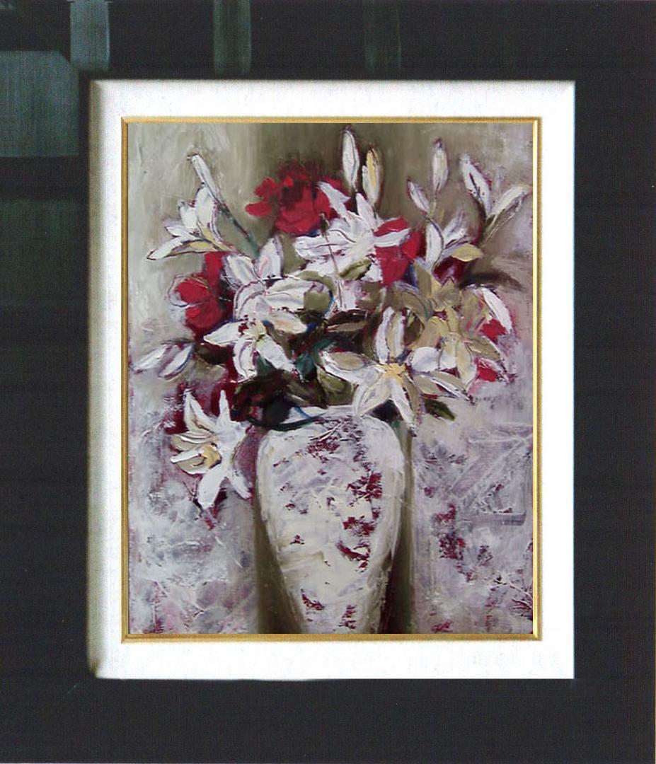 油絵 菅家令子 絵 絵画 インテリア uF6-112402 花 ゆり