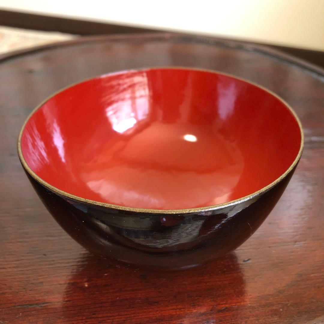 四つ組椀 漆椀4客セット 漆器 朱椀 昔椀 浄法寺塗 天然木 アンティーク