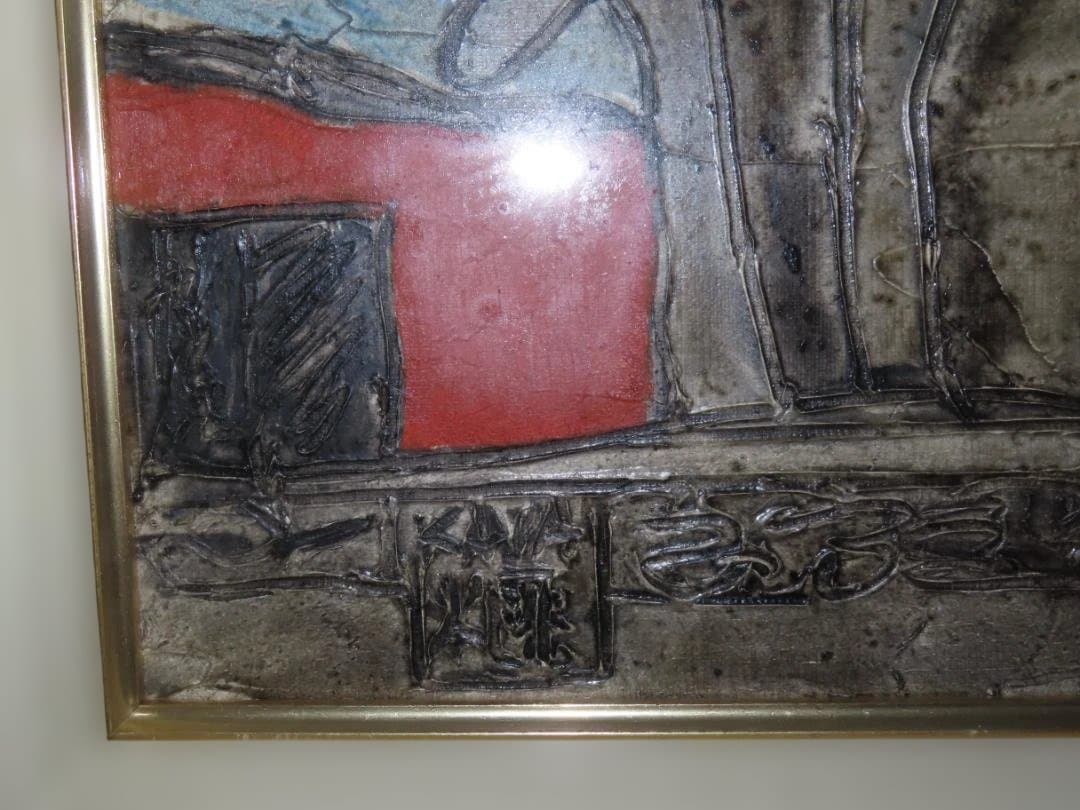 真作 熊谷榧 「パーパルの木の下で」 肉筆油彩　F8号 1987年制作