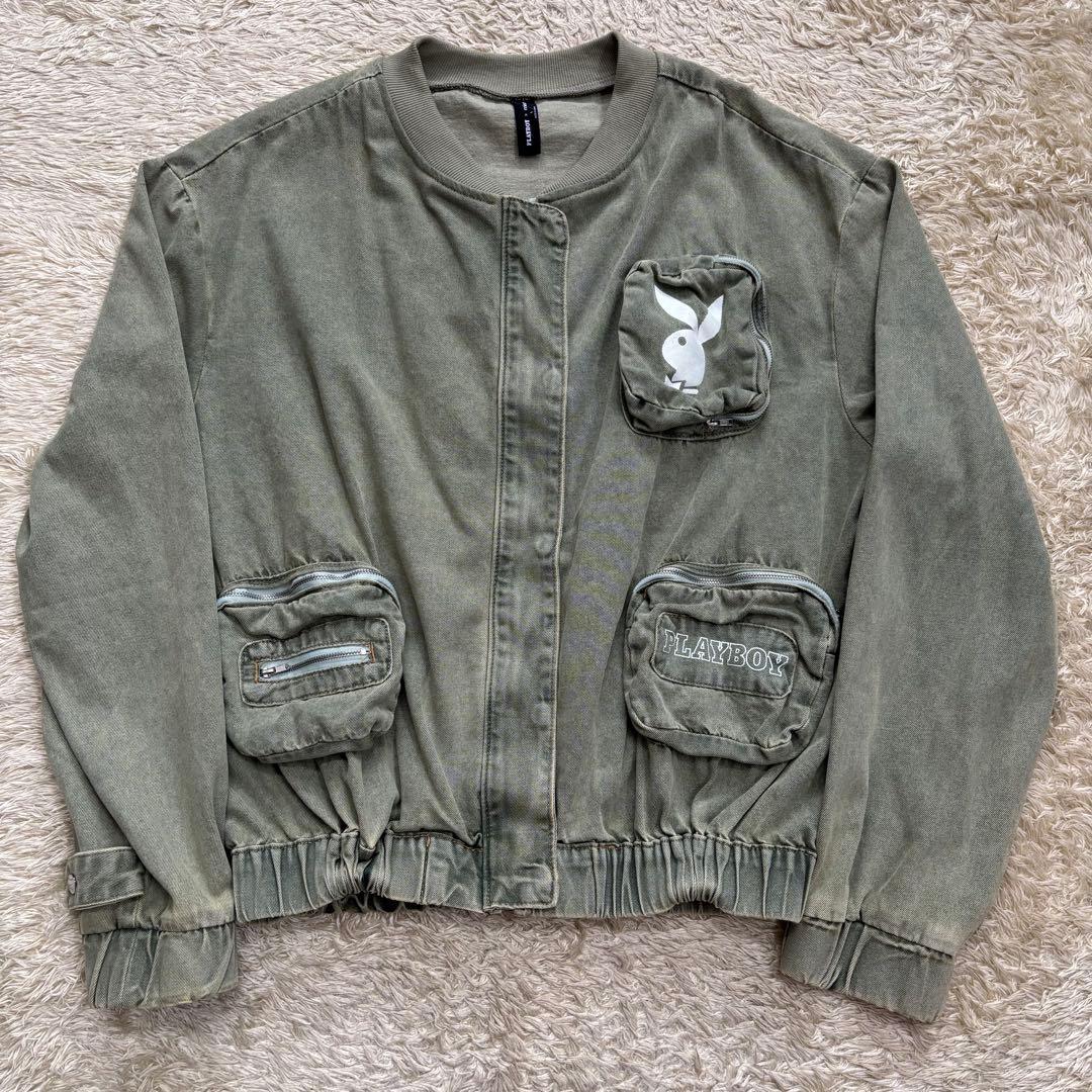 Missguided x Playboy セージ ヴィンテージロゴ ジャケット メンズ